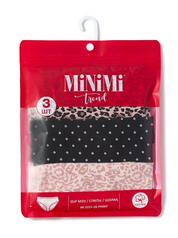 Minimi Трусы 592782 Mi 2221-26 Print Трусы Slip Midi (мультипак 3 шт.), CO Beige/Nero/Rosa Antico (Мультиколор)