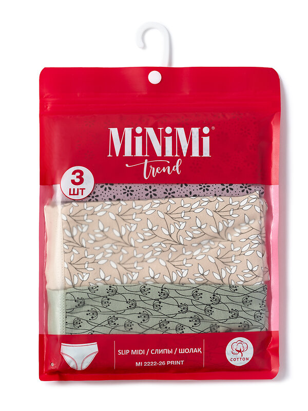 Minimi Трусы 592785 Mi 2222-26 Print Трусы Slip Midi (мультипак 3 шт.), CO Cappuccino/Caramello/Pistacchio (Мультиколор)