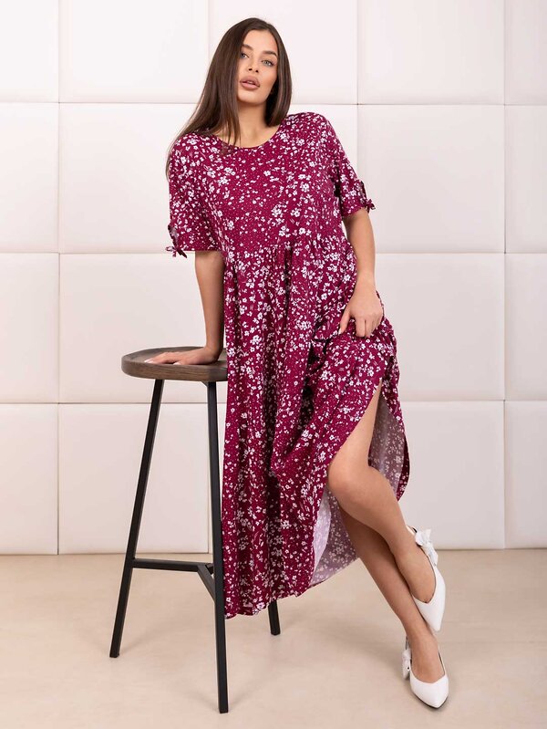 Текс-плюс Платье 592824 00-00248274 Бордовый,белый