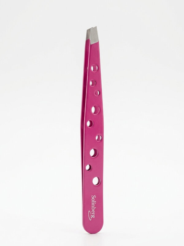 Solinberg Пинцет косметический для коррекции бровей 251-S073, розовый, скошенный, 9,5 см 592873 28486 