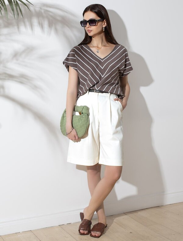 VILATTE Футболка 592983 D49.069 кофе-белый