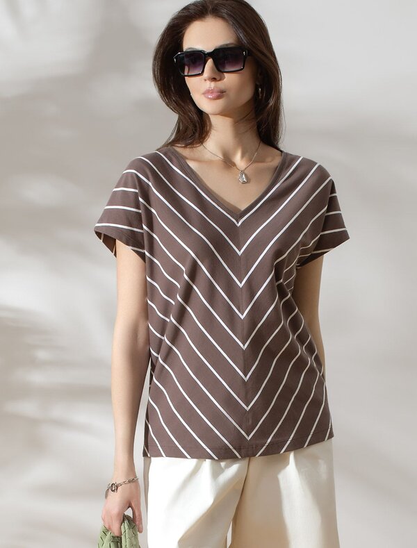 VILATTE Футболка 592983 D49.069 кофе-белый