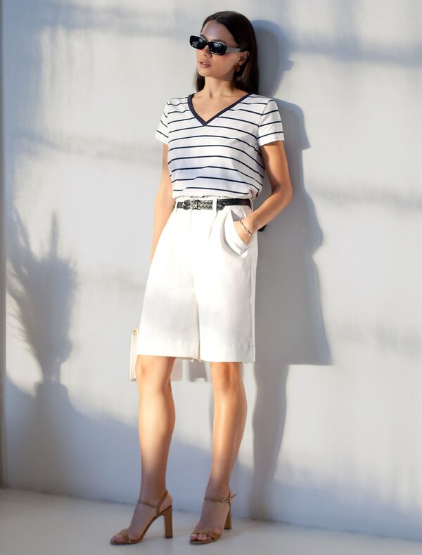 VILATTE Футболка 592985 D49.156 белый-т.синий