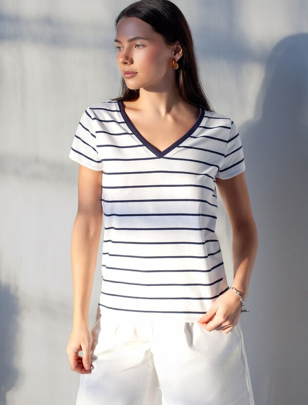 VILATTE Футболка 592985 D49.156 белый-т.синий