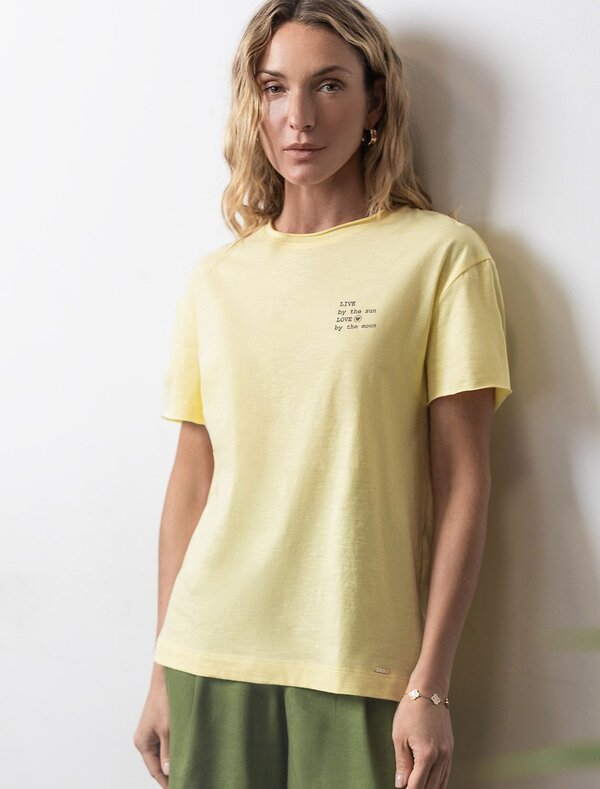 VILATTE Футболка 592989 D49.163 банановый_live_love