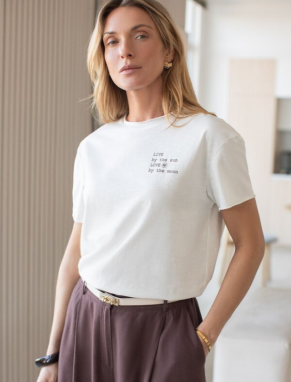 VILATTE Футболка 592992 D49.163 молочный_live_love