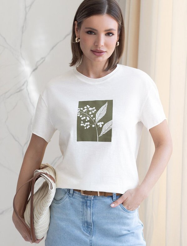 VILATTE Футболка 592994 D49.163 молочный_ветка