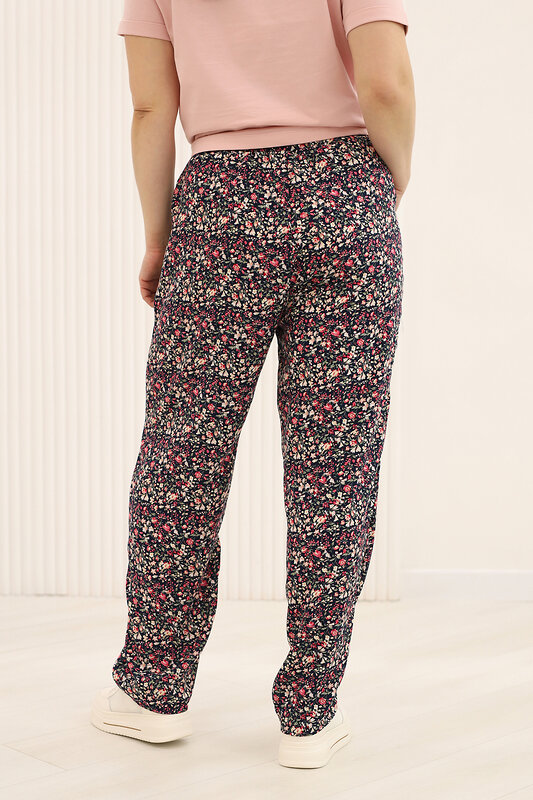 Натали Брюки 593082 7506 темно-синий+цветочки