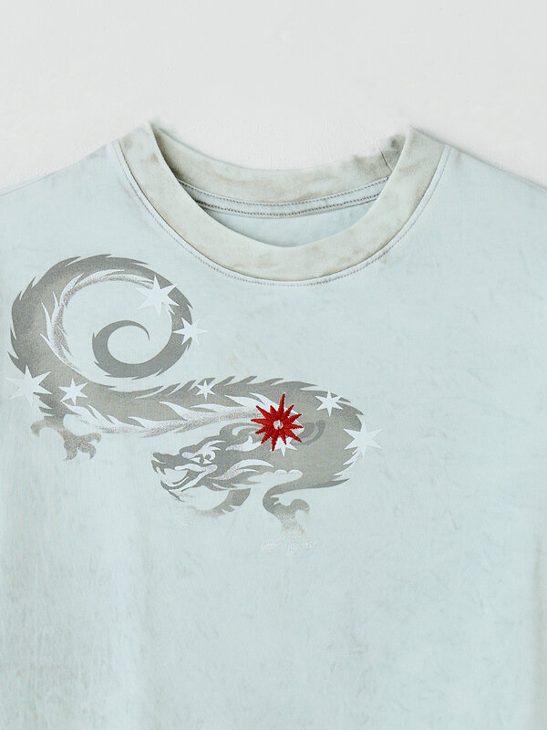 MARK FORMELLE Футболка 593474 112862 ACID WASH на св.сером +печать