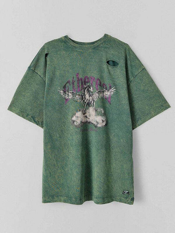 MARK FORMELLE Футболка 593477 112953R ACID WASH на зеленом +печать