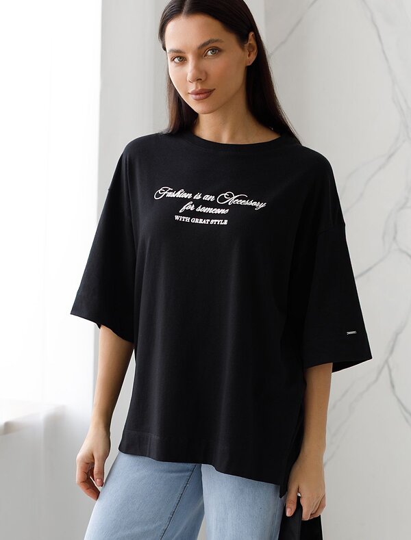VILATTE Футболка 595025 D49.094 черный_fashion