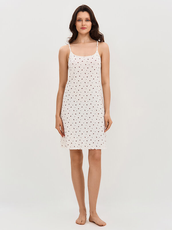 Omsa Сорочка 595460 OmD 0105D POINTELLE PRINT Сорочка ночная женская (уз. бретели), СО Avorio (Молочный)