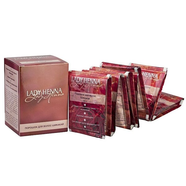 Lady Henna Порошок для волос шикакай в саше, 12 шт. 598903 17705 