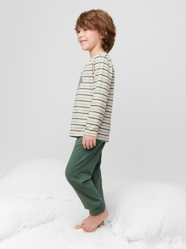 CROCKID Пижама 599943 К 1637 двухцветная полоска, лесной мох