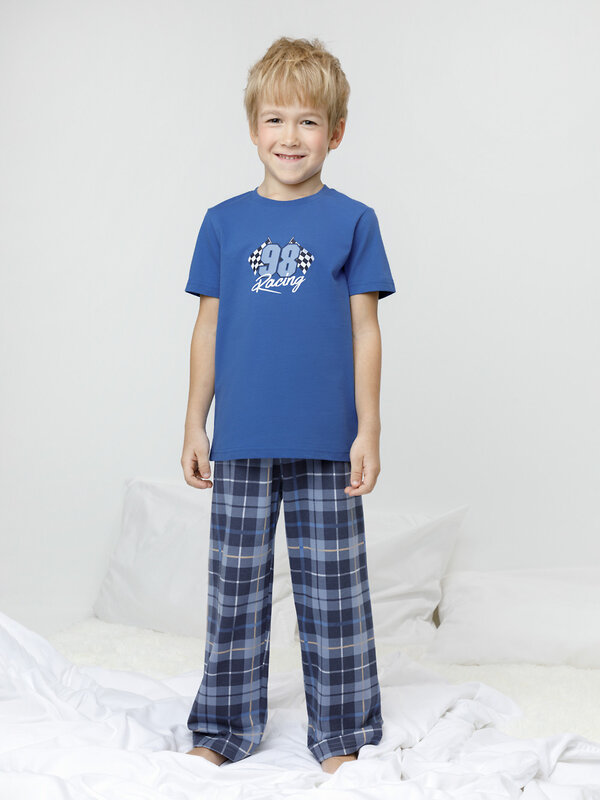CROCKID Пижама 599949 К 1599 яркий кобальт, клетка таттерсолл