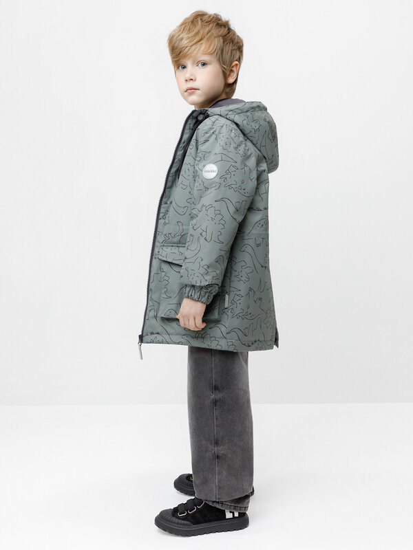 CROCKID Куртка 599990 ВК 30162/н/2 УЗГ хаки, контурные динозавры
