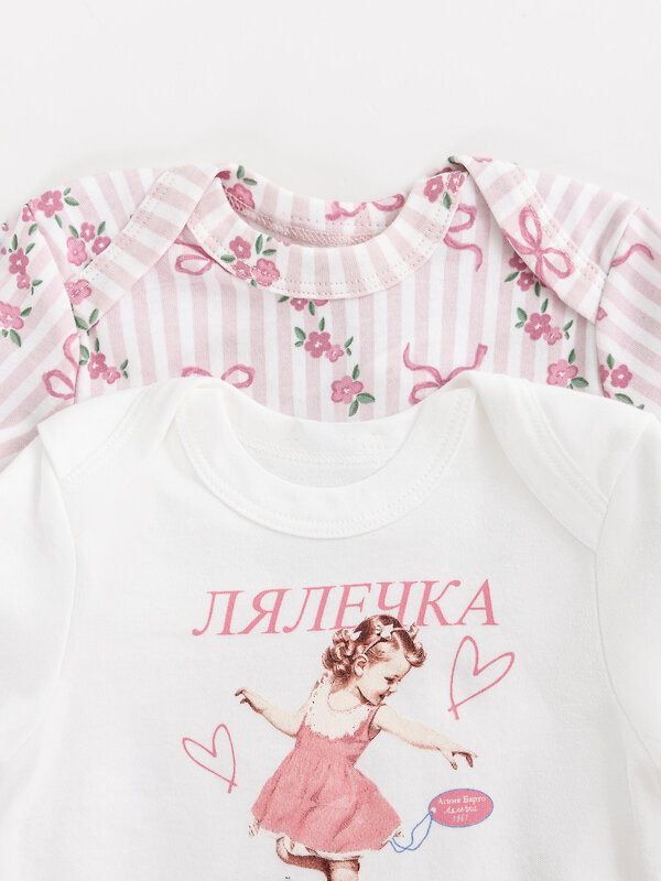 MARK FORMELLE Боди детское 600193 13015-2 белый +цветочные бантики на белом