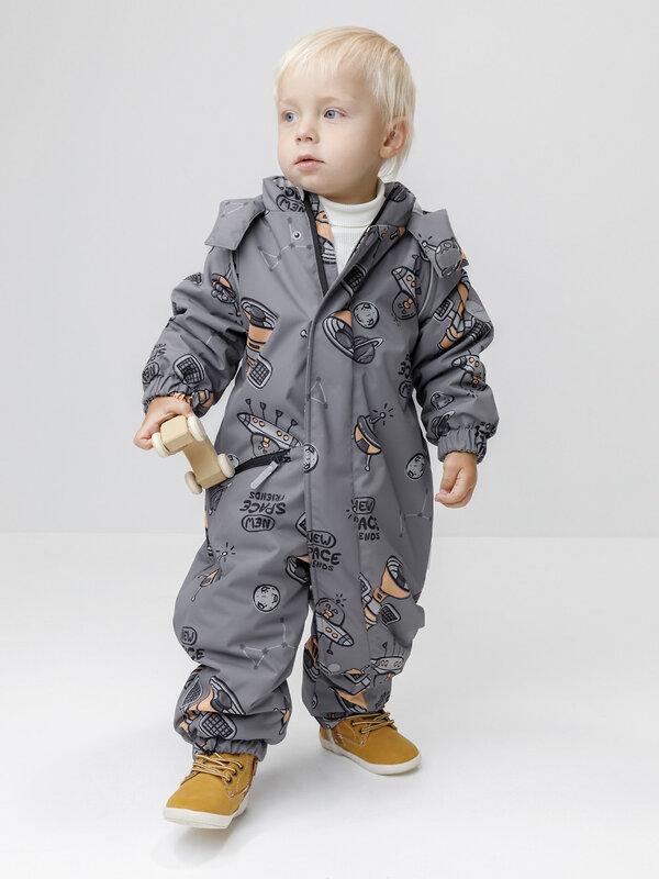 CROCKID Комбинезон 600838 ВК 60134/н/3 Ал серый, космические друзья