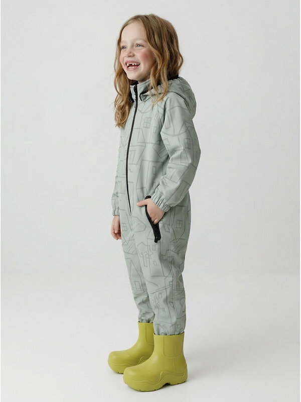 CROCKID Комбинезон 600874 ВК 60135/н/3 ГР оливковый, домики и деревья