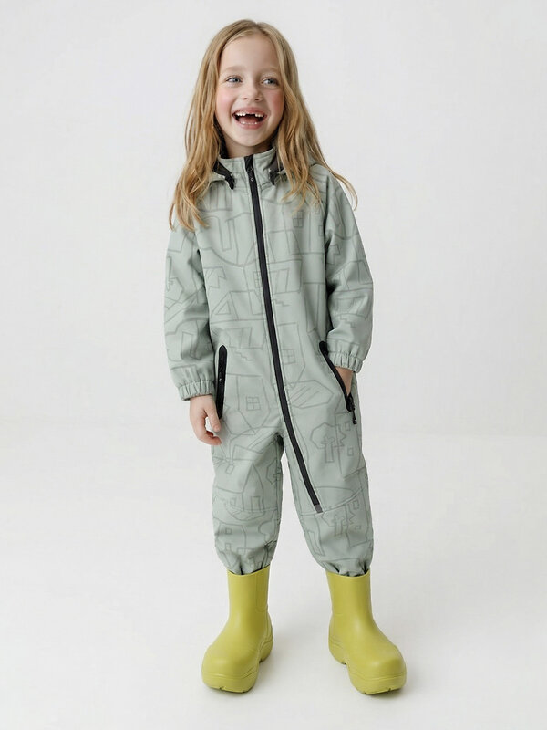 CROCKID Комбинезон 600874 ВК 60135/н/3 ГР оливковый, домики и деревья