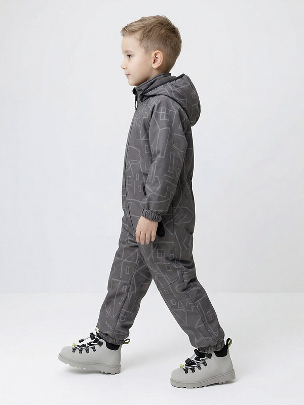 CROCKID Комбинезон 600978 ВК 60135/н/1 ГР серый, домики и деревья