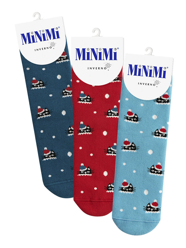 Minimi Носки 601274 MINI INVERNO 3300- 5 (котики) Blu Сhiaro (Голубой)