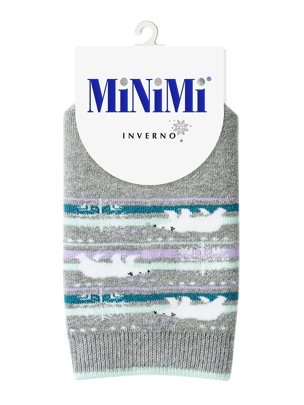 Minimi Носки 601282 MINI INVERNO 3300- 8 (мишка/олень) Grigio Melange (Серый)