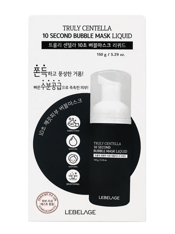 Lebelage Пузырьковый тонер-маска для лица с центеллой / Truly Centella 10Second Bubble Mask Liquid, 150 г 601383 28542 