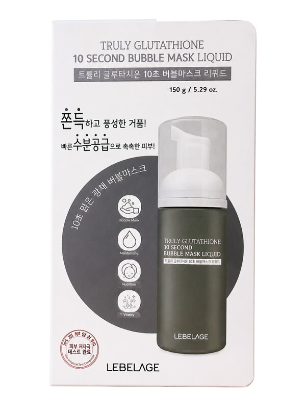 Lebelage Пузырьковый тонер-маска для лица с глутатионом / Truly Glutathione 10 Second Bubble Mask Liquid, 150 г 601385 28540 