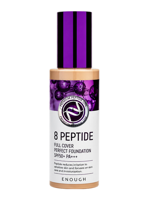 Enough Тональная основа для лица с комплексом из 8 пептидов / 8 Peptide Full Cover Perfect Foundation SPF50+ PA+++, №23, бежевый, 100 г 601837 28594 