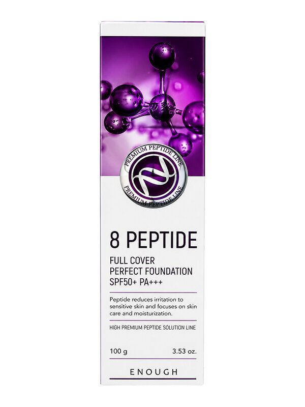 Enough Тональная основа для лица с комплексом из 8 пептидов / 8 Peptide Full Cover Perfect Foundation SPF50+ PA+++, №23, бежевый, 100 г 601837 28594 