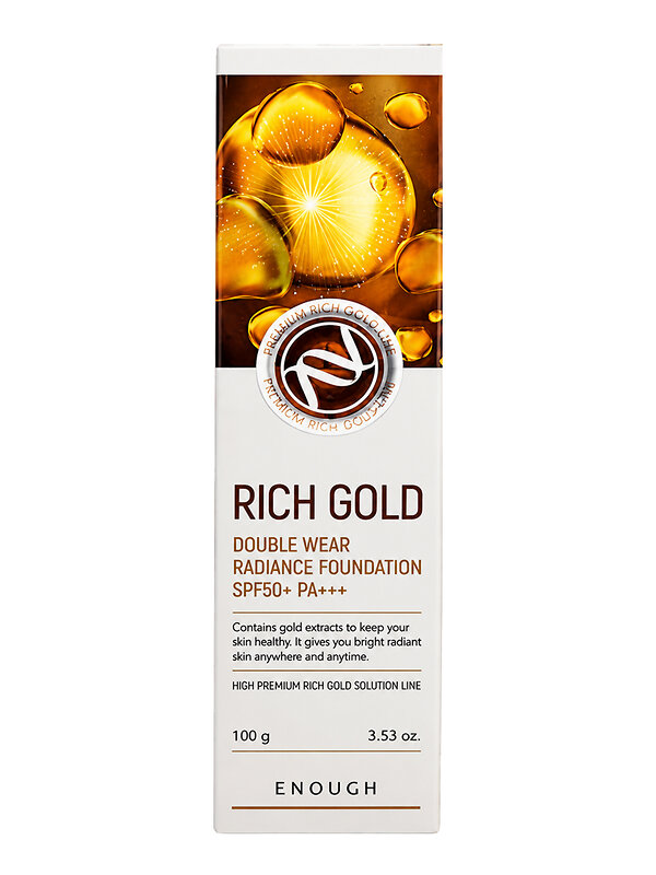 Enough Тональная основа для лица с золотом N23 / Premium Rich Gold Double Wear Radiance Foundation SPF50+ PA+++, бежевый, 100 г 601840 28595 