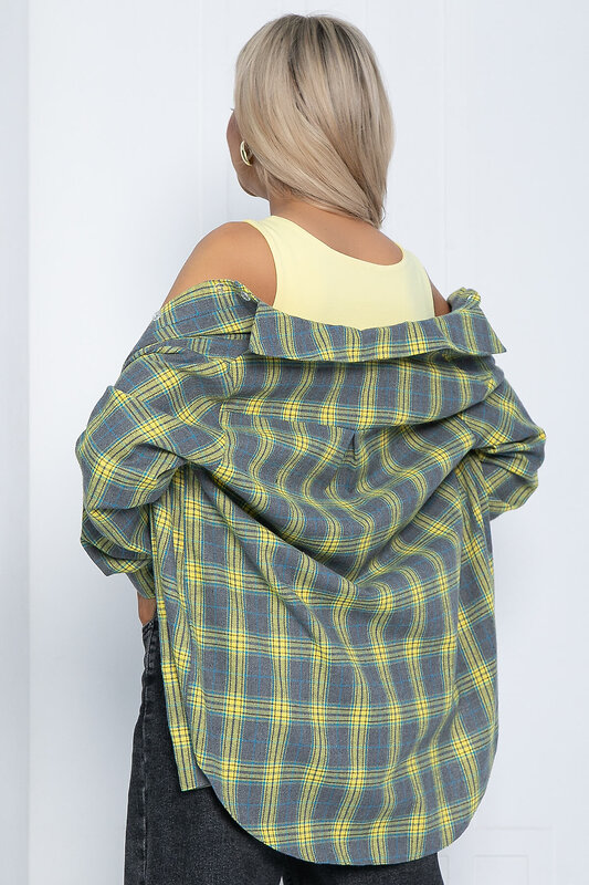 LT Collection Рубашка 602078 Б12546-7 серо-жёлтый.