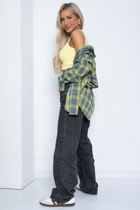 LT Collection Рубашка 602078 Б12546-7 серо-жёлтый.