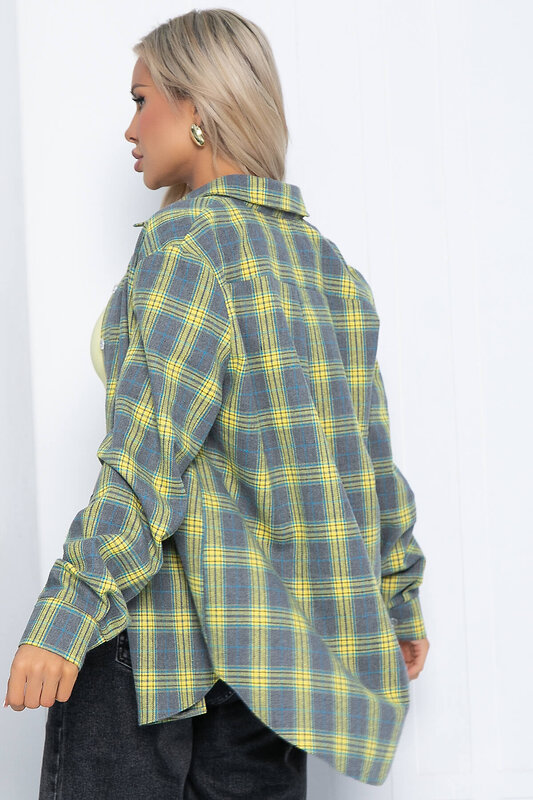 LT Collection Рубашка 602078 Б12546-7 серо-жёлтый.