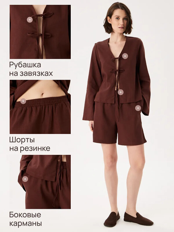 KRISKIS Женский костюм 602308 103-КостЗавязШортКорич Коричневый