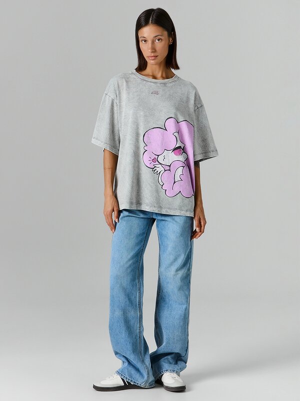 MARK FORMELLE Футболка 602561 112961 ACID WASH серебристо -серый +печать