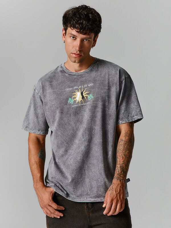 MARK FORMELLE Футболка 603113 111927 ACID WASH т.серый +печать