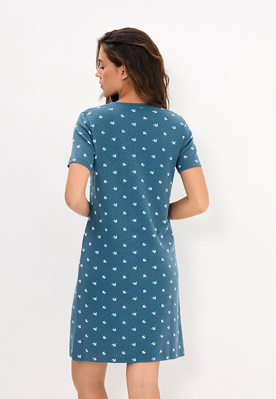 Omsa Сорочка 608720 OmD 0114D POINTELLE PRINT AW26 Сорочка ночная женская (кор.рукав), СО Navy (Синий)