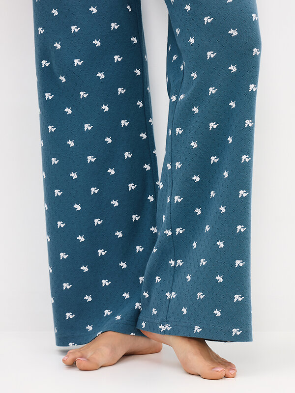 Omsa Пижама 608723 OmD 0250D POINTELLE PRINT AW26 Пижама жен. (Футболка+Брюки), СО Navy (Синий)