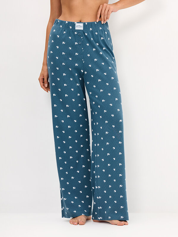 Omsa Пижама 608723 OmD 0250D POINTELLE PRINT AW26 Пижама жен. (Футболка+Брюки), СО Navy (Синий)