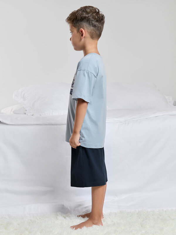 CROCKID Пижама 610330 МП 1696 серо-голубой 4010, тем.синий 4009