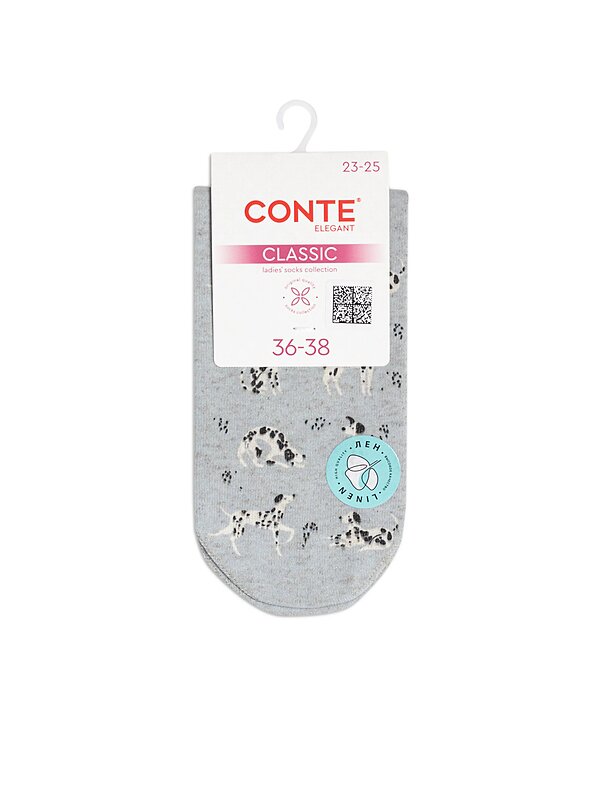 Conte elegant Носки 611110 CLASSIC (лен, печать) 20С-107/2СП серый
