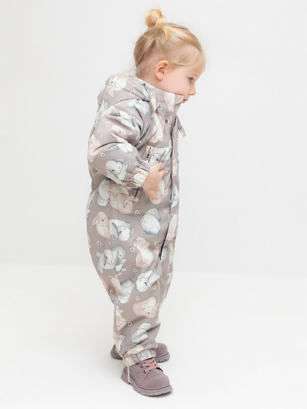 CROCKID Комбинезон 612024 ВК 60085/н/55 ГР кофейный, зайчики и ромашки