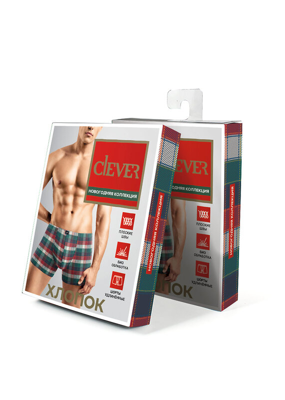 CLEVER Трусы 612075 MSH461011 красный/т.зелёный