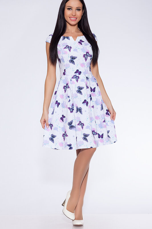 VISERDI Платье 28285 1944-ббч 458970 Бело-сиреневый/бабочки