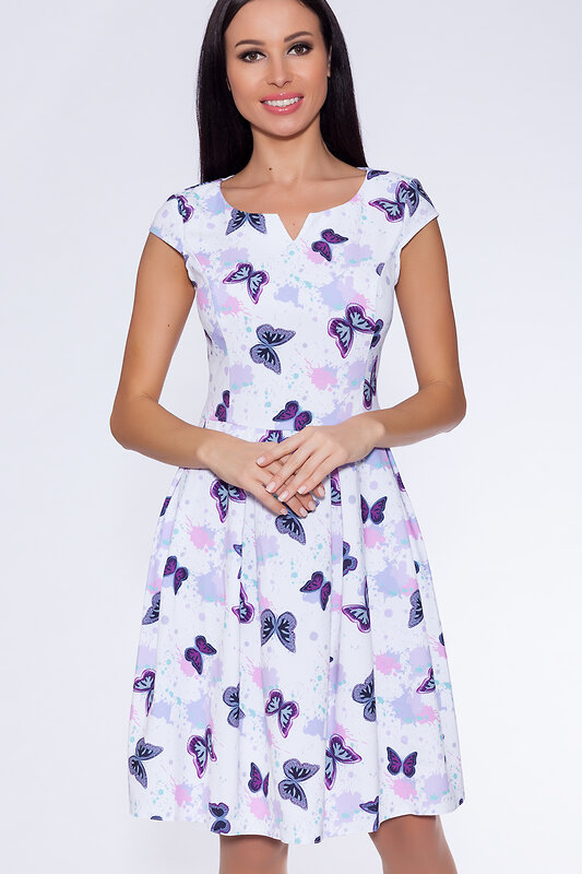 VISERDI Платье 28285 1944-ббч 458970 Бело-сиреневый/бабочки