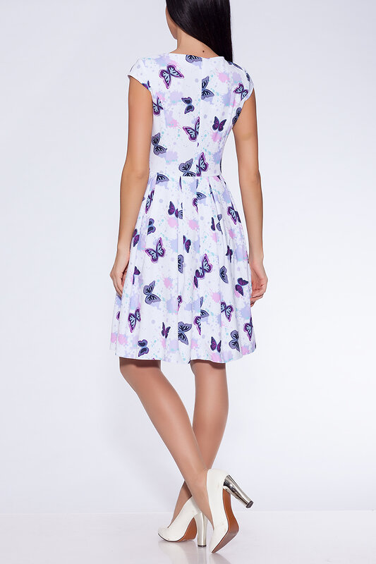 VISERDI Платье 28285 1944-ббч 458970 Бело-сиреневый/бабочки